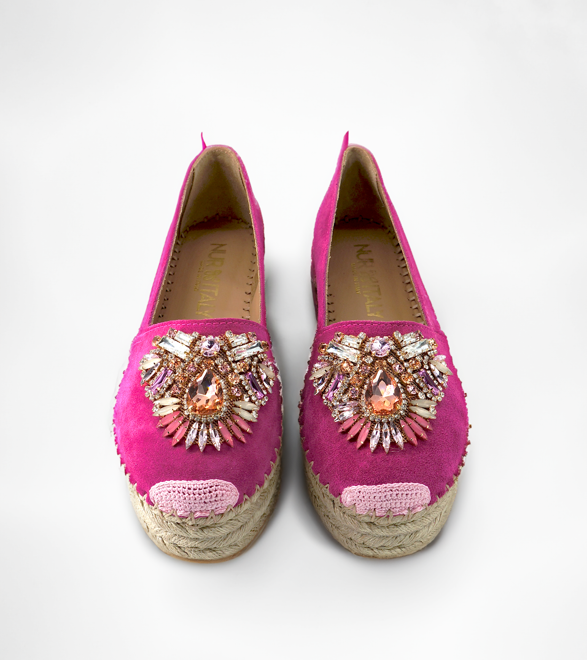 NUR ITALY Fiorella Suede Leather Platform Espadrilles, color, FUCHSIA