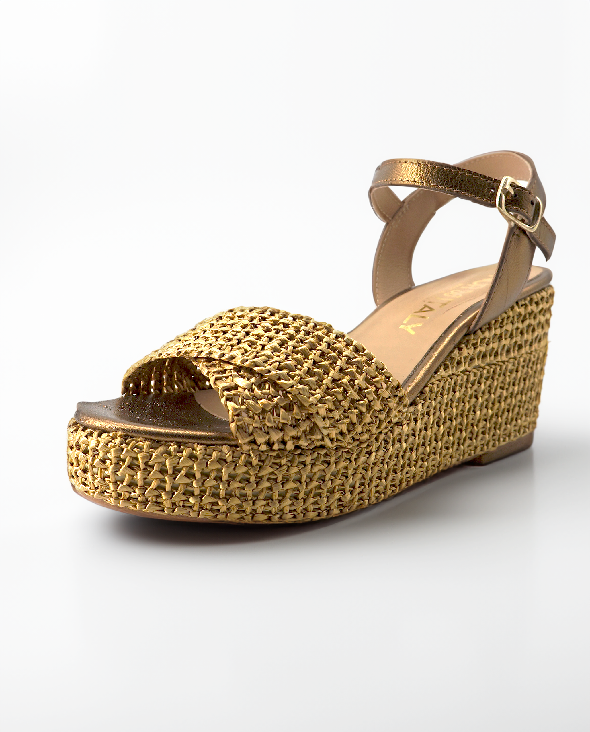 Fox Shoes P572282159 Bronze Metallic Stone Detailed Wedge Heeled Women's  Slippers - Trendyol